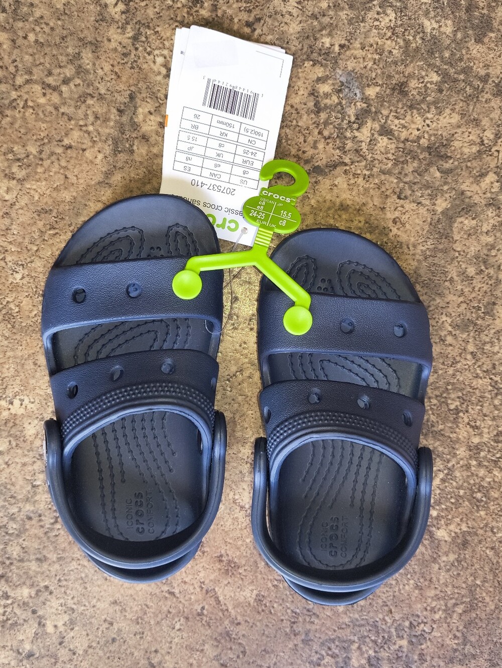 Crocs Kids Navy Classic Sandal Sz.8c